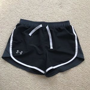 under armour black running shorts